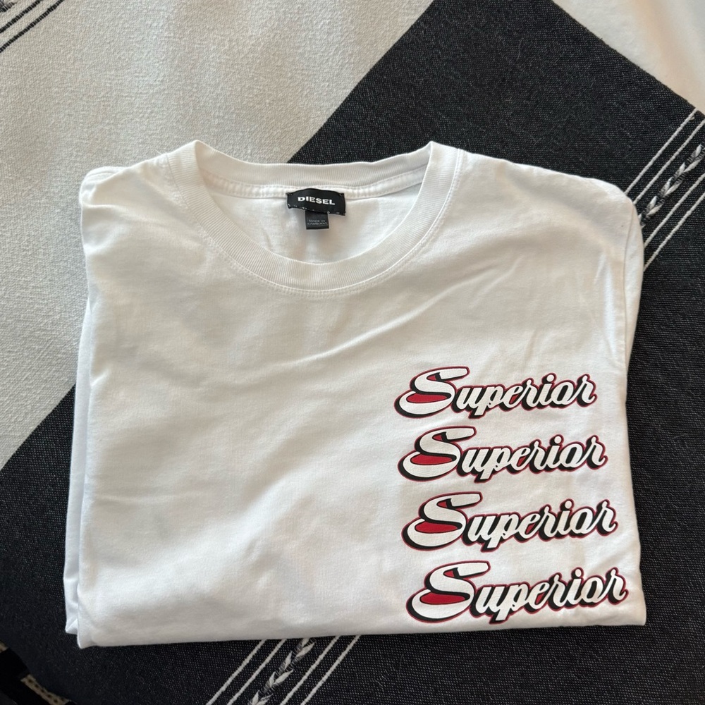 Diesel White T-Shirt with Superior Print size M